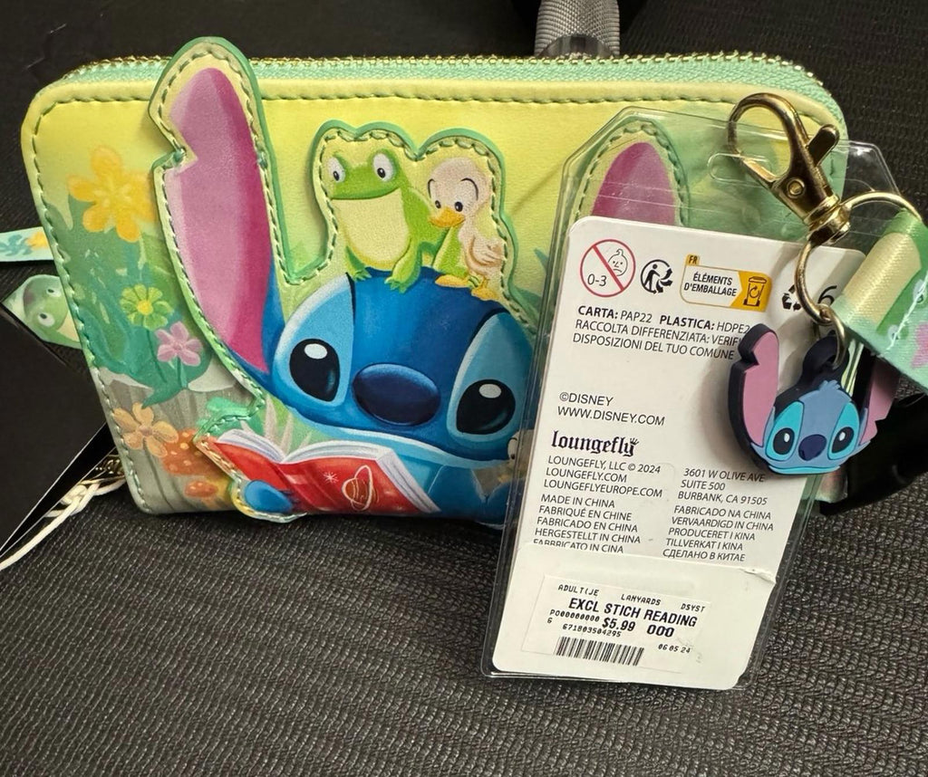 Loungefly Exclusive Stitch Reading Wallet and ID Holder/Lanyard NWT