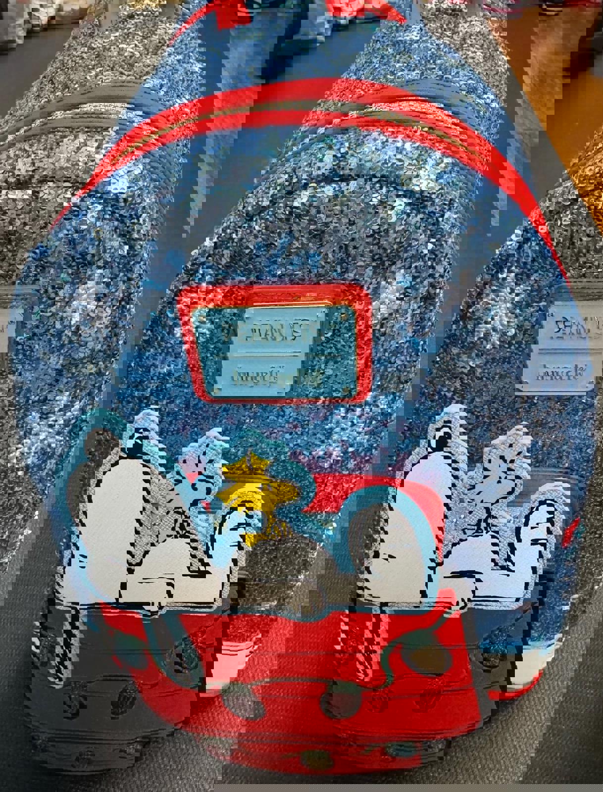 Loungefly Peanuts Snoopy Holiday Sequin Mini Backpack