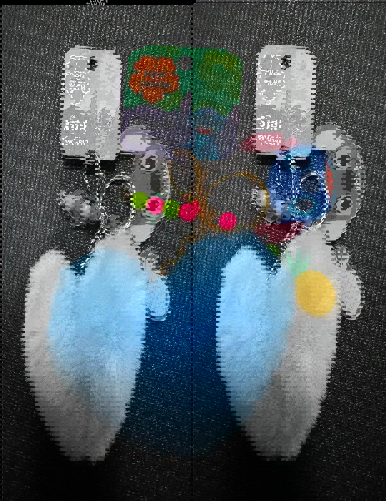 Disney Stitch Heart Pouf Keychain/Bag Charm