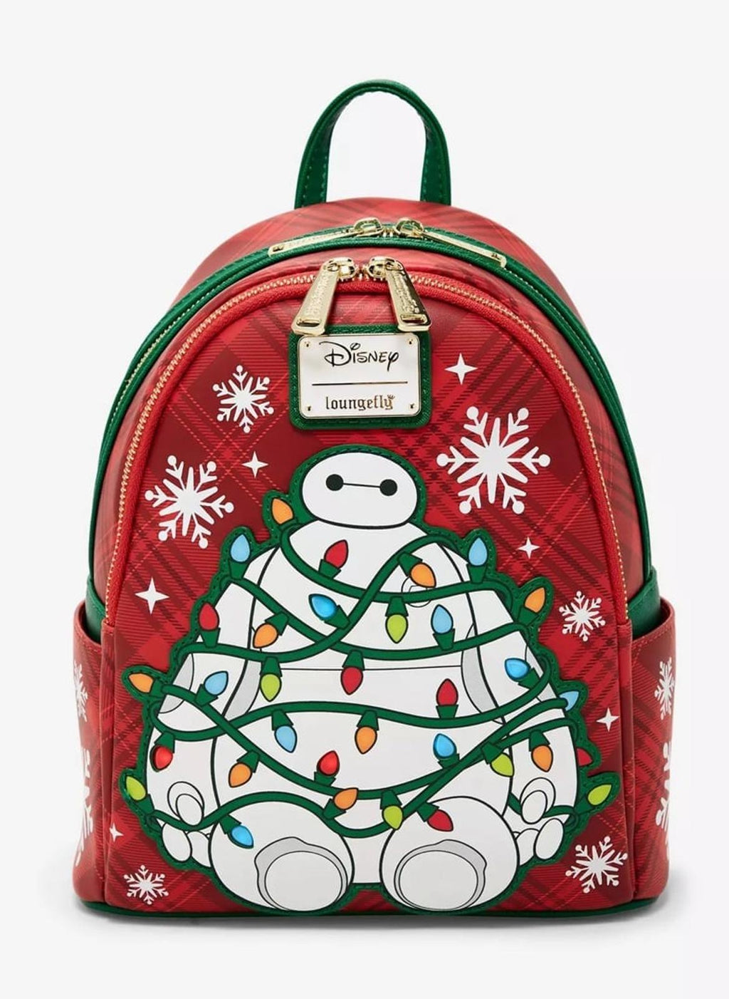 Loungefly Disney Big Hero 6 Baymax Holiday Plaid Light-Up Mini Backpack & Wallet